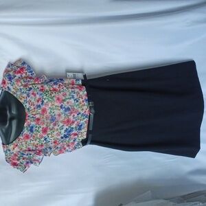 Alyx Flutter Sleeve Belted Sheath Dress, black, pink, blue